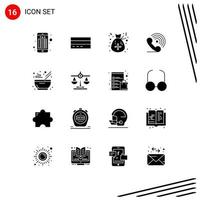 Pictogram Set of 16 Simple Solid Glyphs of signals receiver user phone santa Editable Vector Design Elements