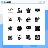 16 Universal Solid Glyphs Set for Web and Mobile Applications money cash bottle dollar search Editable Vector Design Elements