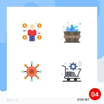 Pictogram Set of 4 Simple Flat Icons of business connection consumer spa financial Editable Vector Design Elements