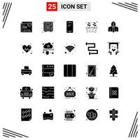 25 Icons Solid Style Grid Based Creative Glyph Symbols for Website Design Simple Solid Icon Signs Isolated on White Background 25 Icon Set Creative Black Icon vector background