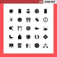 Stock Vector Icon Pack of 25 Line Signs and Symbols for smart phone profile world screen lcd Editable Vector Design Elements