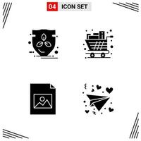 4 Icons Solid Style Grid Based Creative Glyph Symbols for Website Design Simple Solid Icon Signs Isolated on White Background 4 Icon Set Creative Black Icon vector background