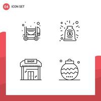 Stock Vector Icon Pack of 4 Line Signs and Symbols for concrete education agreement deal shop Editable Vector Design Elements