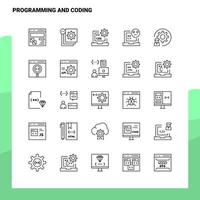 conjunto de iconos de línea de programación y codificación conjunto de 25 iconos diseño de estilo minimalista vectorial conjunto de iconos negros paquete de pictogramas lineales vector