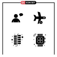 Set of 4 Solid Style Icons for web and mobile Glyph Symbols for print Solid Icon Signs Isolated on White Background 4 Icon Set Creative Black Icon vector background