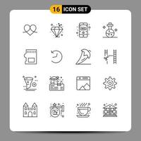 16 User Interface Outline Pack of modern Signs and Symbols of sd tube camera medical flask Editable Vector Design Elements