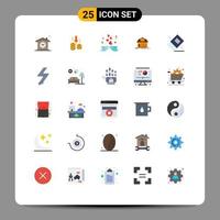 Pack of 25 creative Flat Colors of education building analysis house love Editable Vector Design Elements