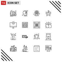 Modern Set of 16 Outlines and symbols such as dollar grow gps business navigation Editable Vector Design Elements