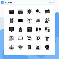 Group of 25 Modern Solid Glyphs Set for sales business growth security view find Editable Vector Design Elements