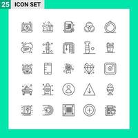 Line Pack of 25 Universal Symbols of furniture web delete color reject Editable Vector Design Elements