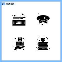 4 Icons Solid style Creative Glyph Symbols Black Solid Icon Sign Isolated on White Background Creative Black Icon vector background