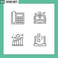 4 Universal Filledline Flat Colors Set for Web and Mobile Applications call writer contact us organic growth Editable Vector Design Elements