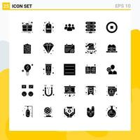 Universal Icon Symbols Group of 25 Modern Solid Glyphs of user basic group storage data Editable Vector Design Elements