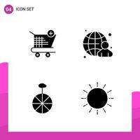 Glyph Icon set Pack of 4 Solid Icons isolated on White Background for responsive Website Design Print and Mobile Applications Creative Black Icon vector background