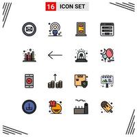 Modern Set of 16 Flat Color Filled Lines and symbols such as economics web construction sitemap form Editable Creative Vector Design Elements