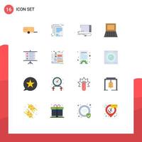 16 User Interface Flat Color Pack of modern Signs and Symbols of text hardware audio computer sound Editable Pack of Creative Vector Design Elements