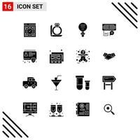 Universal Icon Symbols Group of 16 Modern Solid Glyphs of input connection box adapter laboratory Editable Vector Design Elements