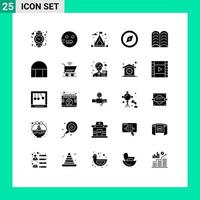 Set of 25 Modern UI Icons Symbols Signs for learn book school gps compass Editable Vector Design Elements