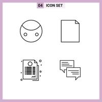 Mobile Interface Line Set of 4 Pictograms of greatness guarantee symbols page sms Editable Vector Design Elements