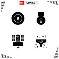 4 Icons Solid Style Grid Based Creative Glyph Symbols for Website Design Simple Solid Icon Signs Isolated on White Background 4 Icon Set Creative Black Icon vector background