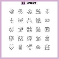 Stock Vector Icon Pack of 25 Line Signs and Symbols for tv drawers target board computer lamp Editable Vector Design Elements