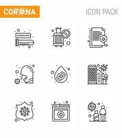 CORONAVIRUS 9 Line Icon set on the theme of Corona epidemic contains icons such as  sick healthcare health covid protect viral coronavirus 2019nov disease Vector Design Elements