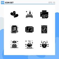 9 Thematic Vector Solid Glyphs and Editable Symbols of reject office computers employee printer Editable Vector Design Elements