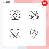 4 Line concept for Websites Mobile and Apps heart art canada cut band Editable Vector Design Elements