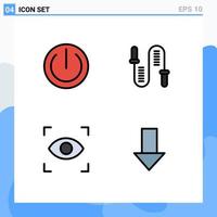 4 Creative Icons Modern Signs and Symbols of multimedia view rope sport down Editable Vector Design Elements