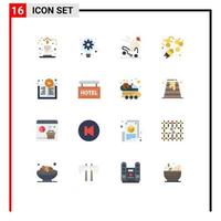 Mobile Interface Flat Color Set of 16 Pictograms of hotel education time danger book time honey Editable Pack of Creative Vector Design Elements