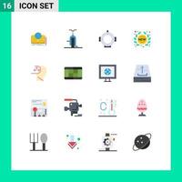 16 User Interface Flat Color Pack of modern Signs and Symbols of store sticker transportation new marine Editable Pack of Creative Vector Design Elements