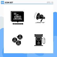 Modern 4 solid style icons Glyph Symbols for general use Creative Solid Icon Sign Isolated on White Background 4 Icons Pack Creative Black Icon vector background