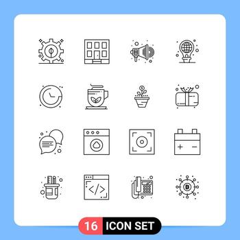 Pictogram Set of 16 Simple Outlines of navigation direction promotion compass light Editable Vector Design Elements