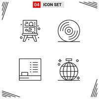 4 Icons Line Style Grid Based Creative Outline Symbols for Website Design Simple Line Icon Signs Isolated on White Background 4 Icon Set Creative Black Icon vector background