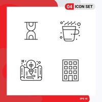 Set of 4 Vector Filledline Flat Colors on Grid for glass file coffee hot idea Editable Vector Design Elements