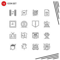 Set of 16 Commercial Outlines pack for tone date target clock file Editable Vector Design Elements