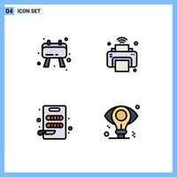 Set of 4 Modern UI Icons Symbols Signs for board cutting printer iot business Editable Vector Design Elements