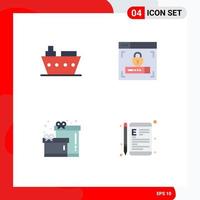 4 Universal Flat Icon Signs Symbols of boat gift vehicles lock device Editable Vector Design Elements