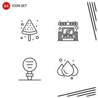 Collection of 4 Vector Icons in Line style Pixle Perfect Outline Symbols for Web and Mobile Line Icon Signs on White Background 4 Icons Creative Black Icon vector background