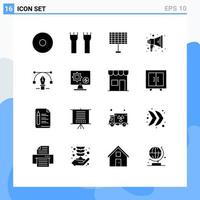 16 Universal Solid Glyph Signs Symbols of generator text eco pencil speaker Editable Vector Design Elements