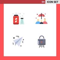 Pictogram Set of 4 Simple Flat Icons of bottle security insurance business lock Editable Vector Design Elements