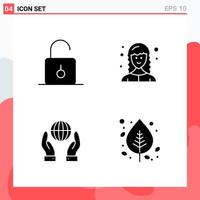 Collection of 4 Vector Icons in solid style Modern Glyph Symbols for Web and Mobile Solid Icon Sign Isolated on White Background 4 Icons Creative Black Icon vector background