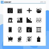 Modern 16 solid style icons Glyph Symbols for general use Creative Solid Icon Sign Isolated on White Background 16 Icons Pack Creative Black Icon vector background