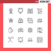 Modern Set of 16 Outlines and symbols such as conference remove account filter delete Editable Vector Design Elements