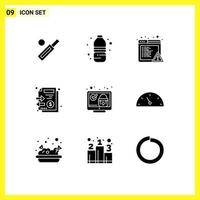 9 Creative Icons Modern Signs and Symbols of screen money drink stack documents Editable Vector Design Elements