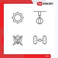 User Interface Pack of 4 Basic Filledline Flat Colors of art whisk star home bulb Editable Vector Design Elements