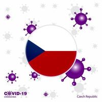 reza por república checa covid19 coronavirus tipografía bandera quédate en casa mantente saludable cuida tu propia salud vector