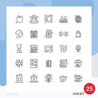 Pictogram Set of 25 Simple Lines of idea polygon painting globe keyboard Editable Vector Design Elements