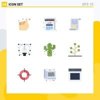 Modern Set of 9 Flat Colors and symbols such as farming cactus file tool design Editable Vector Design Elements