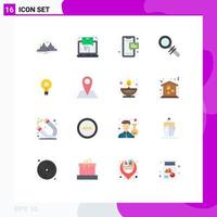 16 Thematic Vector Flat Colors and Editable Symbols of bulb look sending find mobile Editable Pack of Creative Vector Design Elements